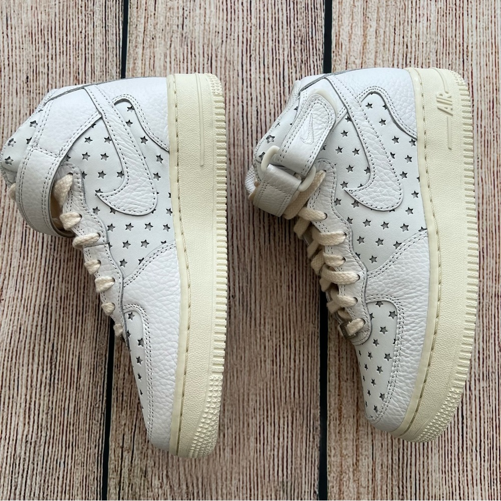 New white NIKE Air Force 1 Mid star cut out women's sneakers shoes size 5.5 - Picture 5 of 13